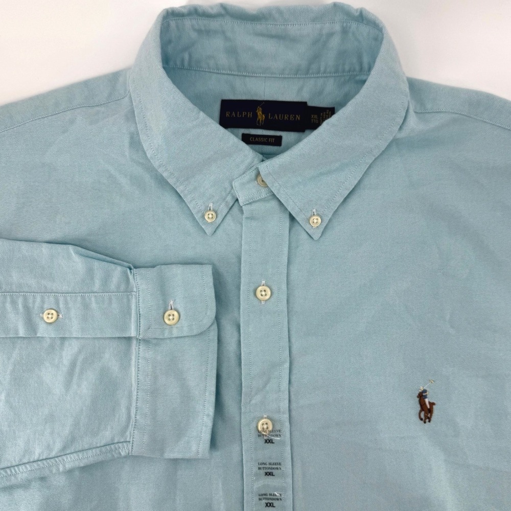 Ralph Lauren Mens XXL‎ Classic Fit Oxford Button Down Shirt Light Blue LS NWT